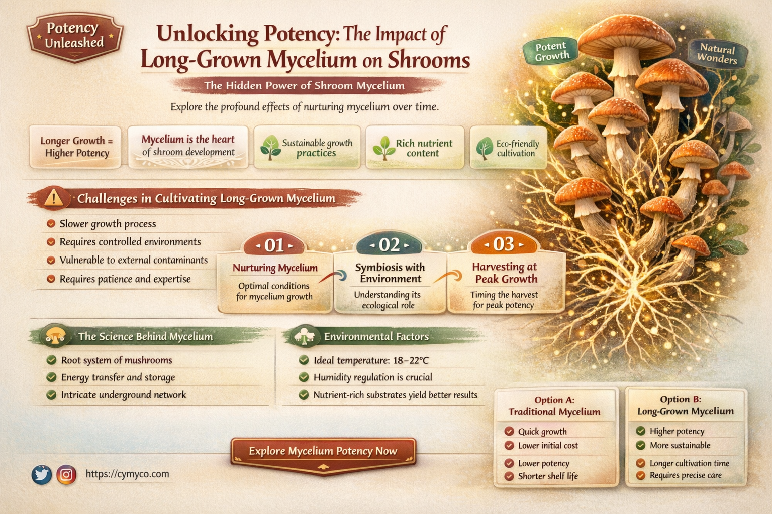 are shrooms more potent from long grown mycelium