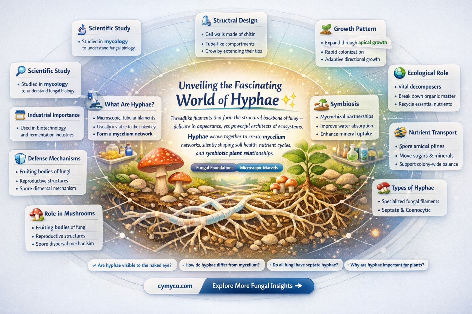are composed of threadlike filaments called hyphae