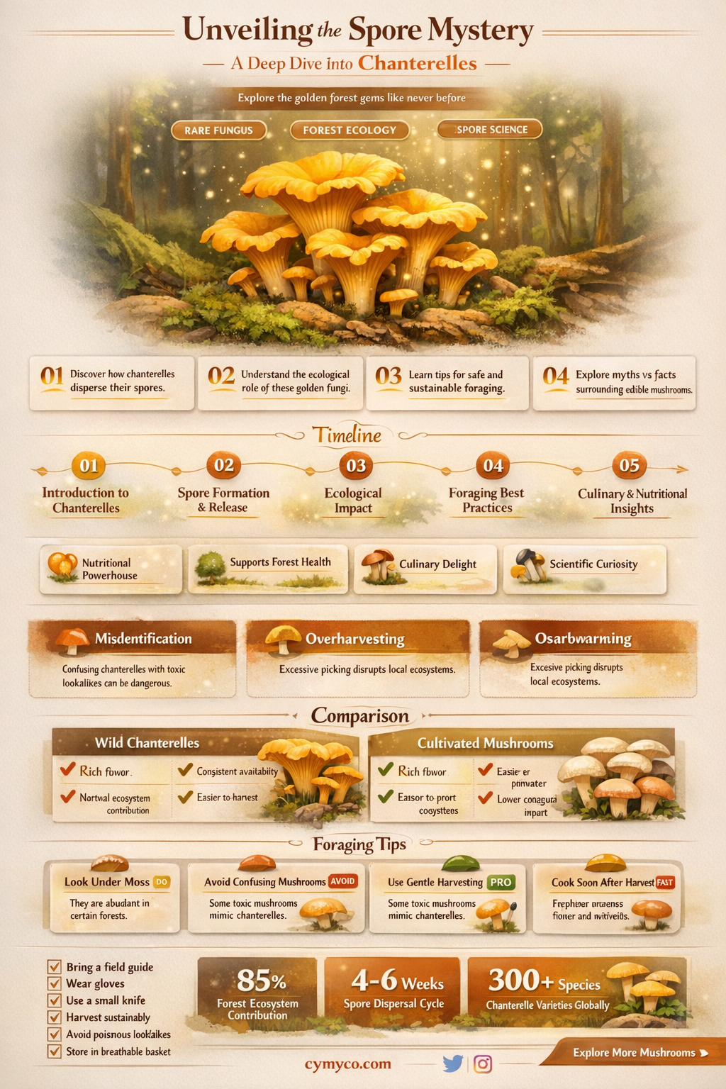 do chantarells have spores