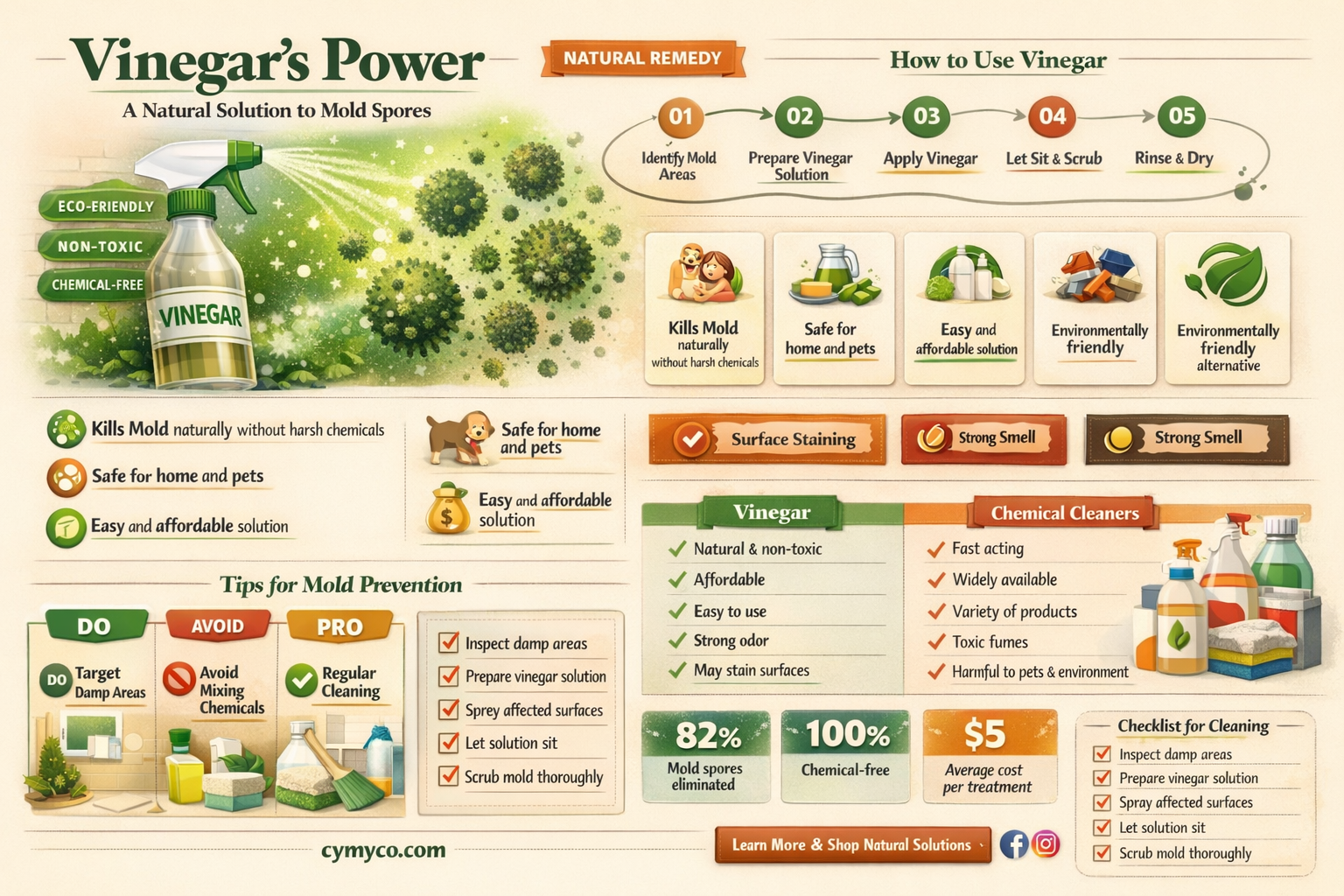 will vinegar kill mold spores