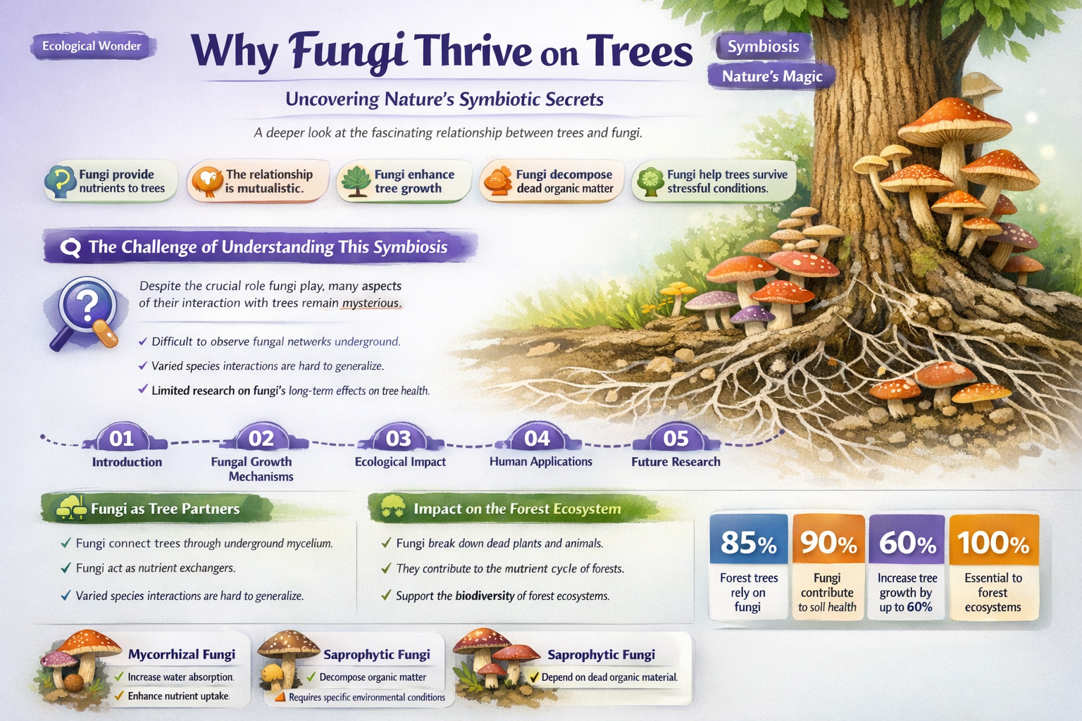 why does fungi grow on trees