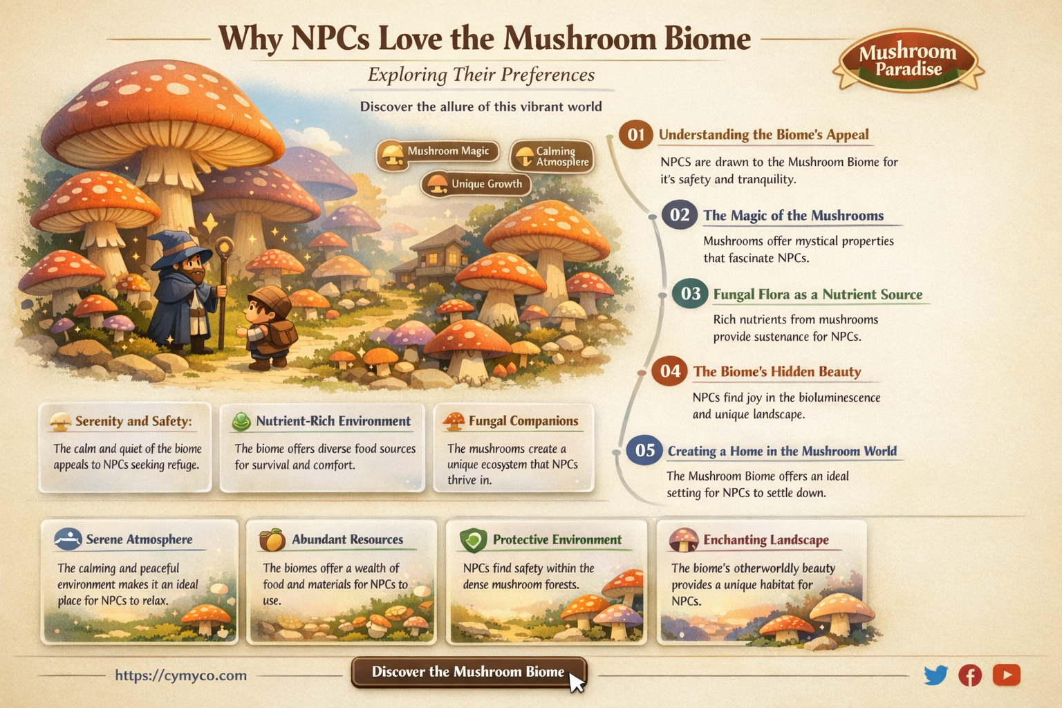 what npcs like the mushroom biome