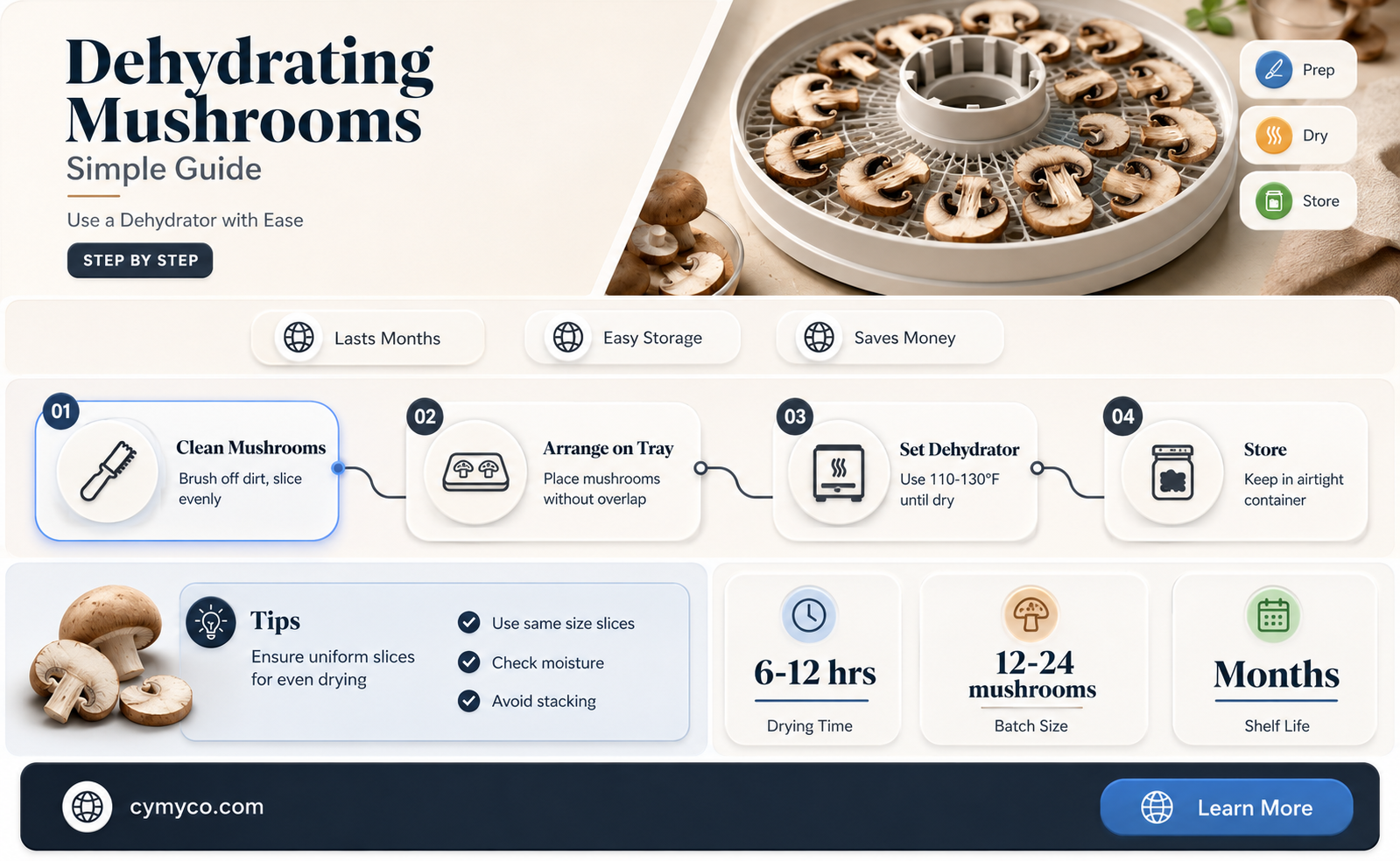 how to dehydrate mushrooms using a dehydrator
