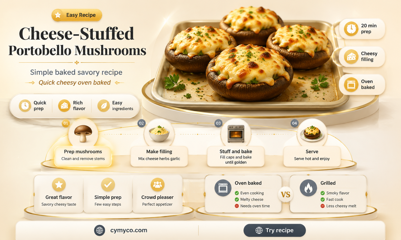 how to stuff portobello mushrooms with cheese