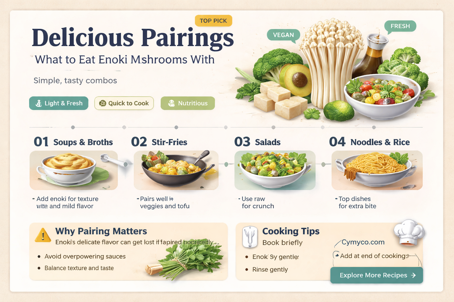 what to eat enoki mushrooms with