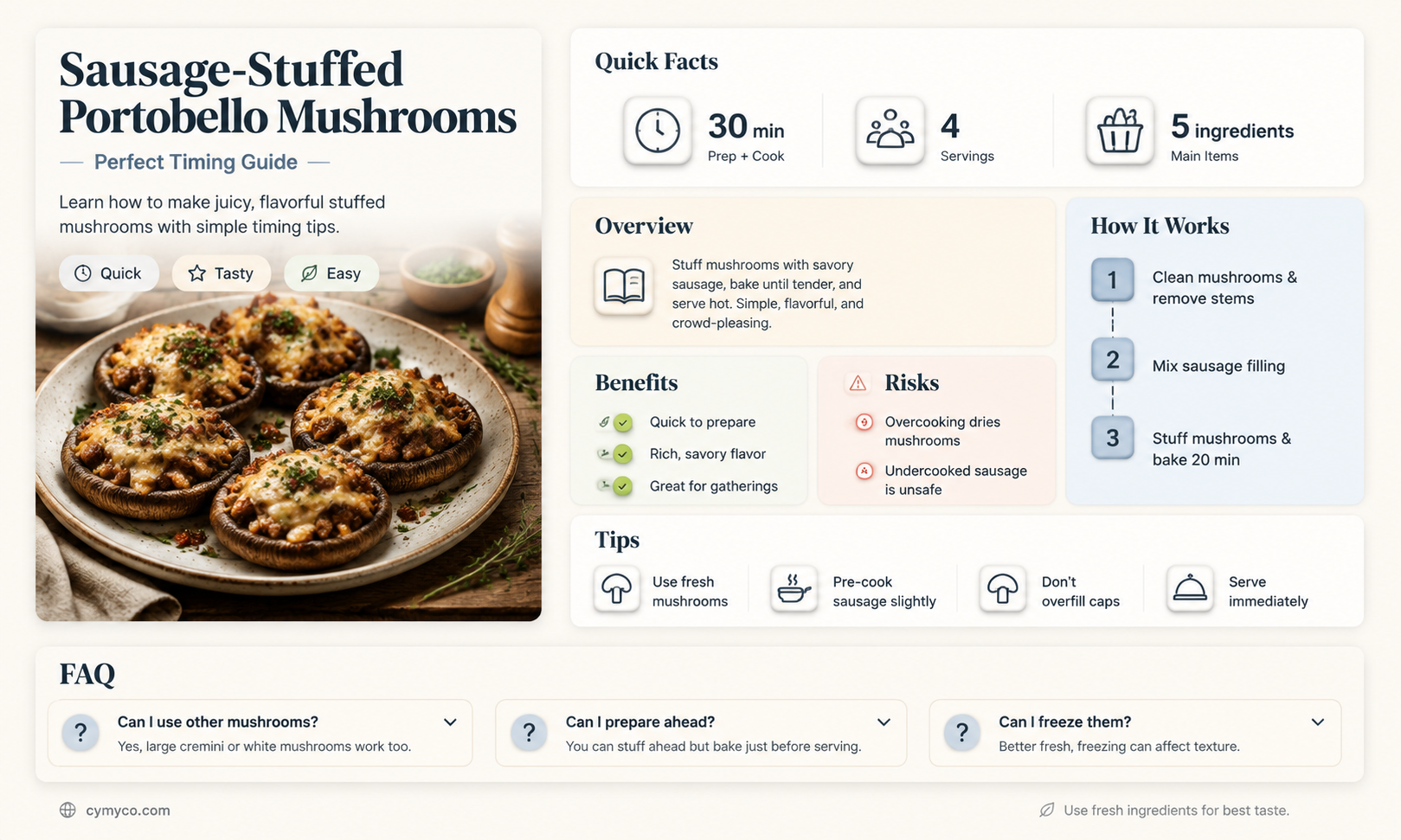how long to cook sausage styffed portebella mushrooms