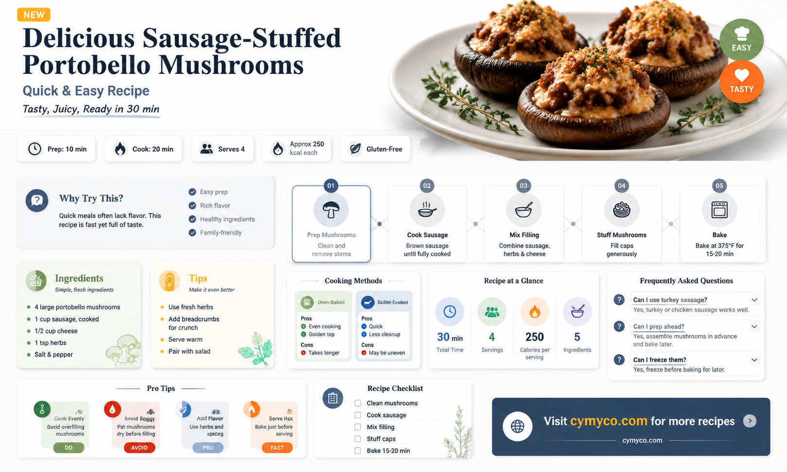 how long to cook sausage stuffed portobello mushrooms