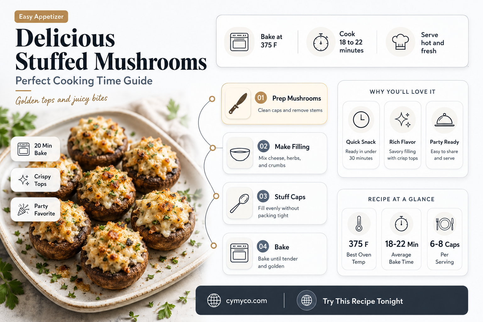 how long to cook sstuffed mushrooms