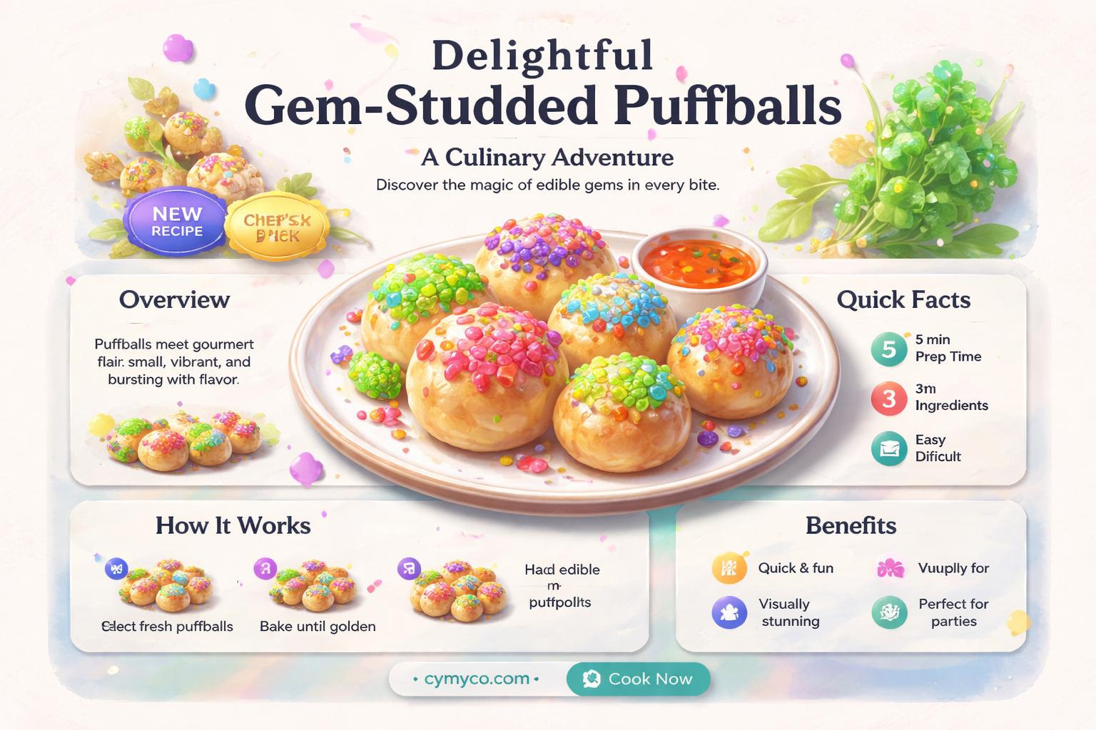 how to cook gem studded puffballs