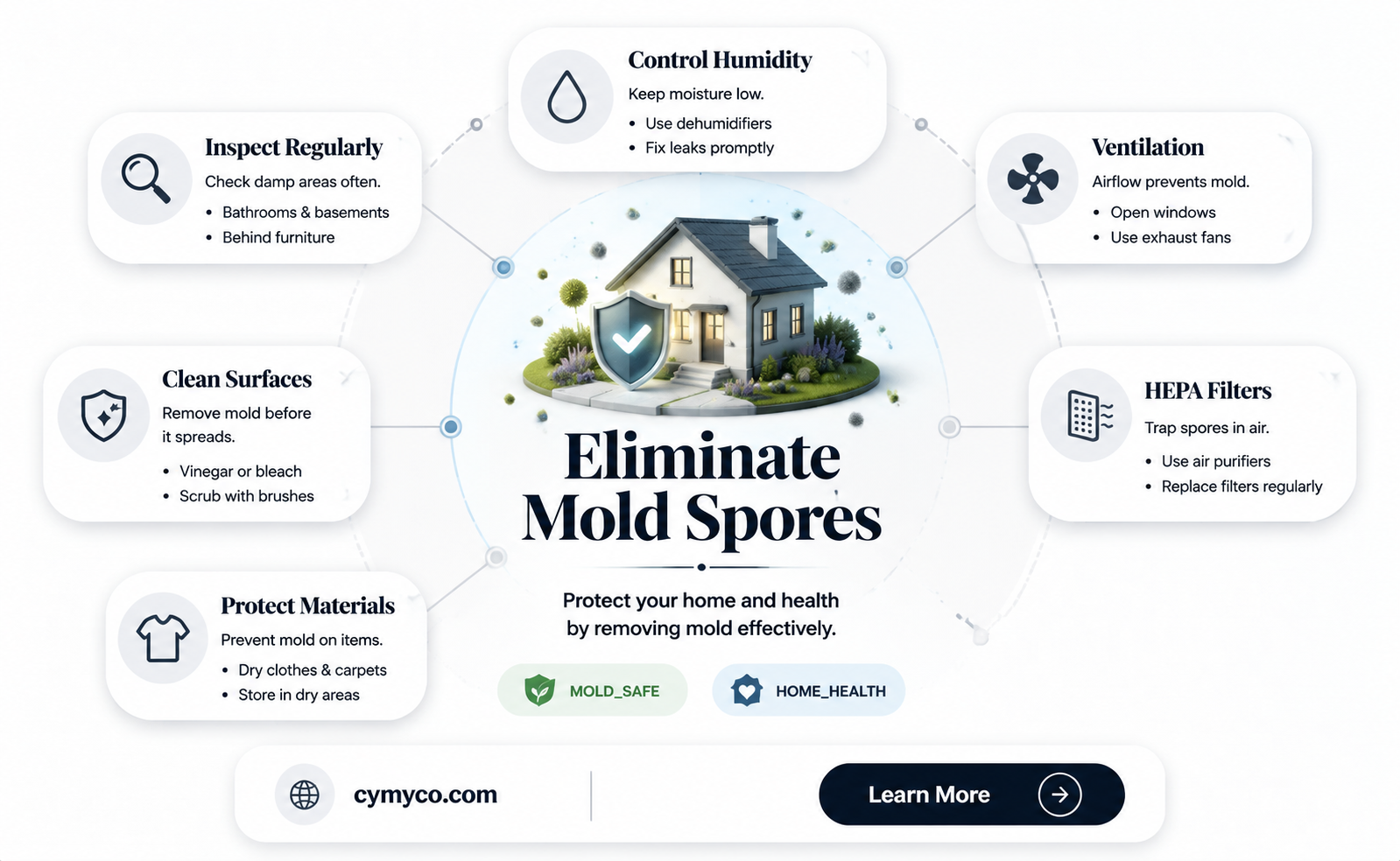 how to get rid of mold spores in a house