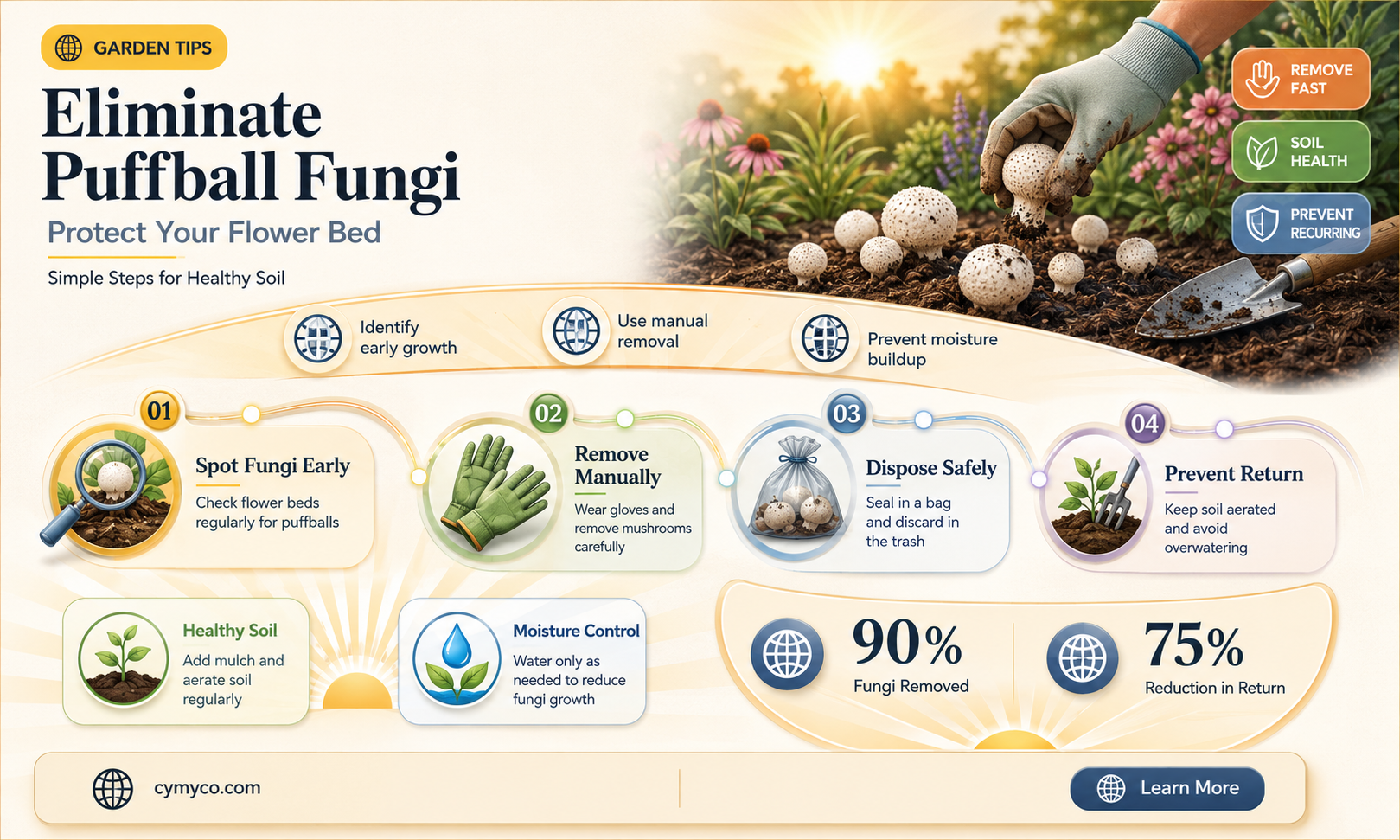 how to get rid of puffball fungi in flower bed