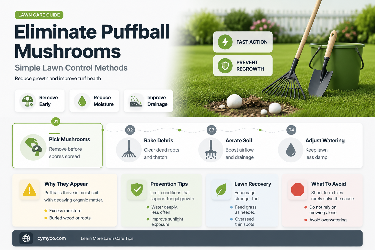 how to get rid of puffball mushrooms in lawn