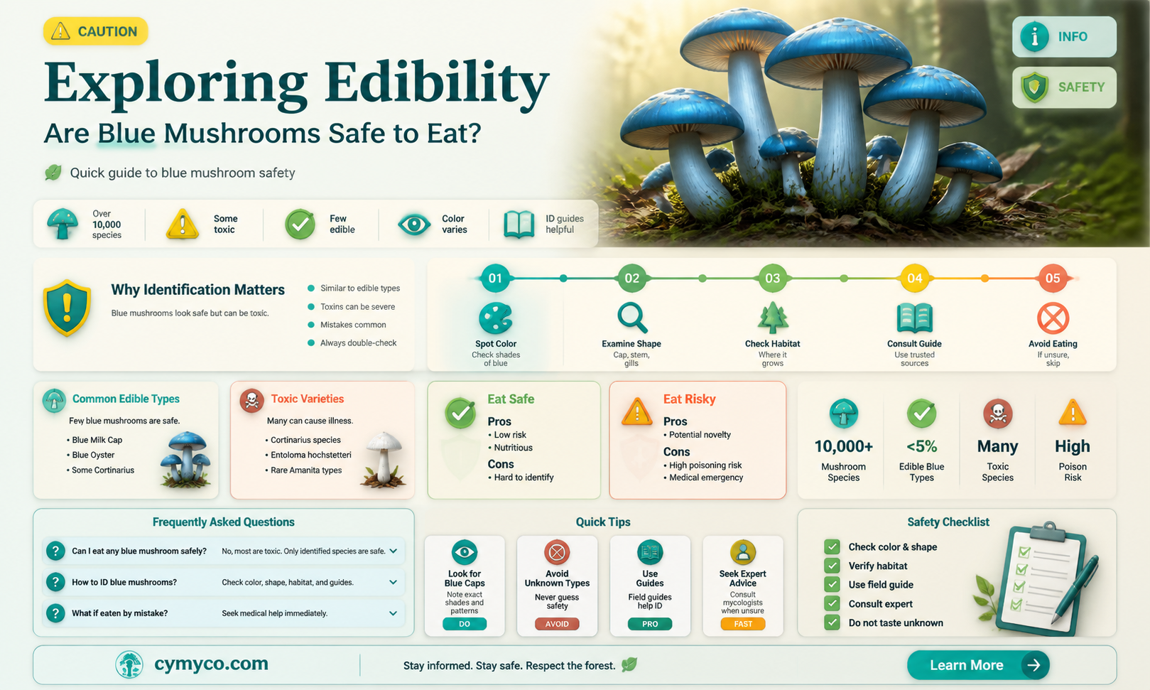 are blue mushrooms safe to eat