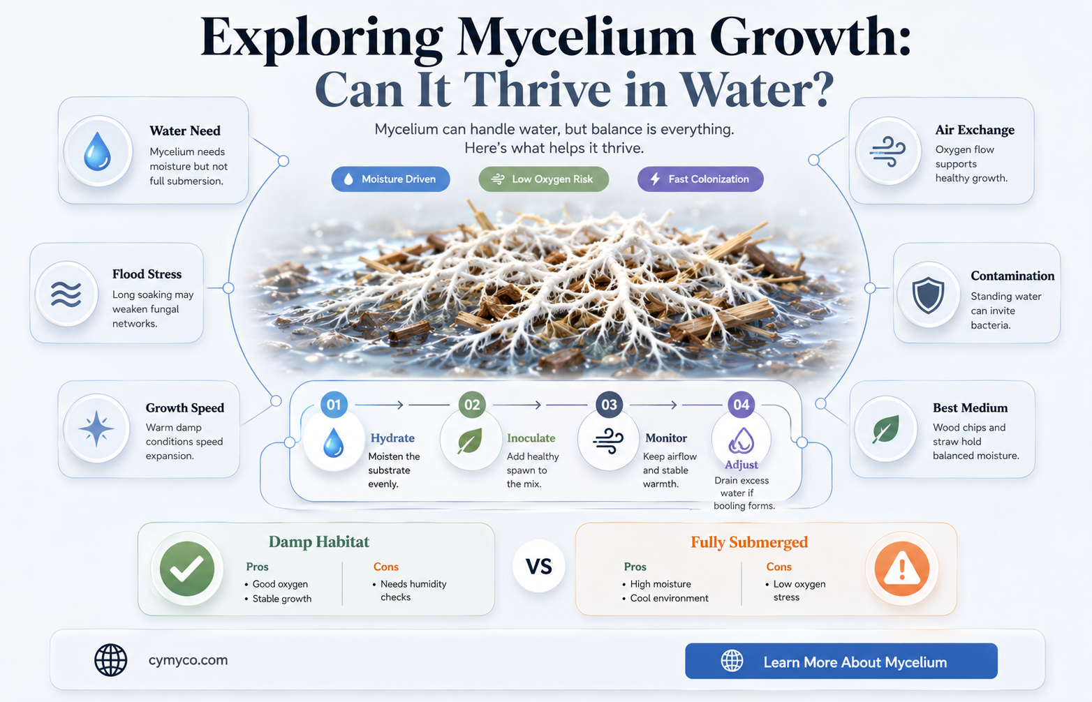 can mycelium grow in water