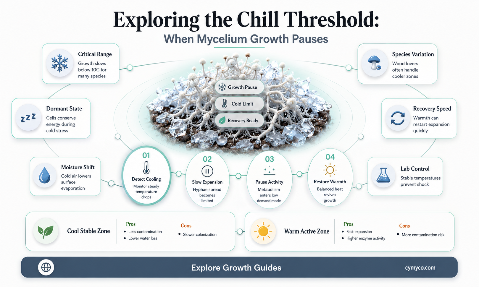 can mycelium growth stop too cold
