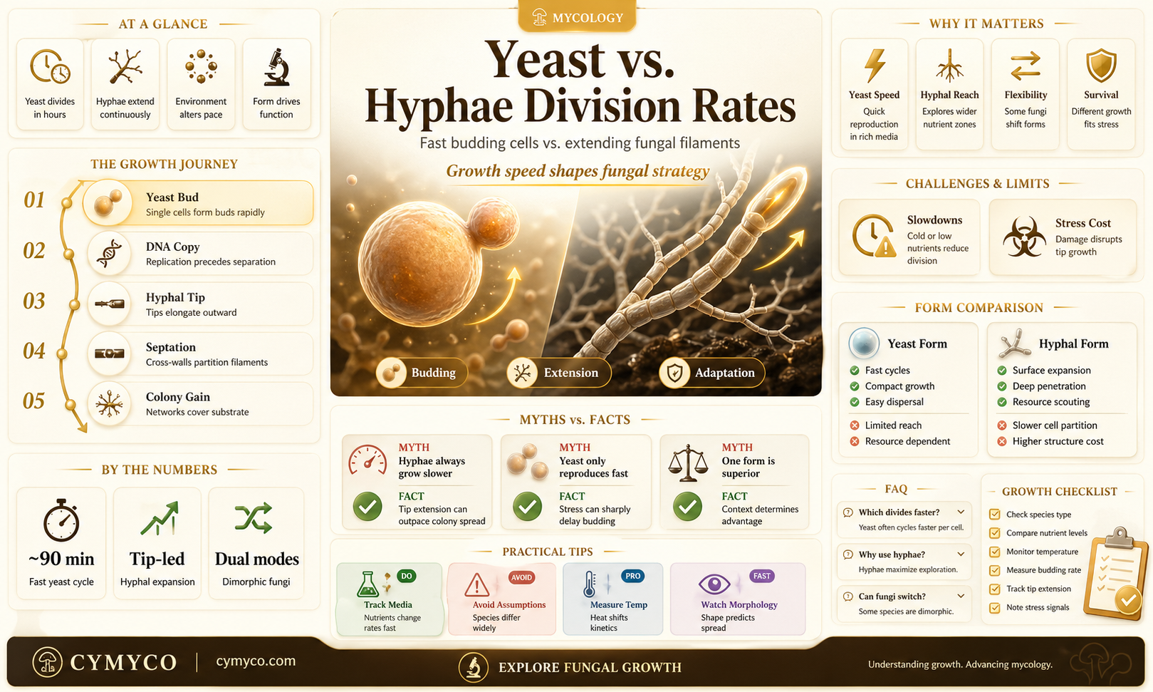 does yeast divide more rapidly than hyphae