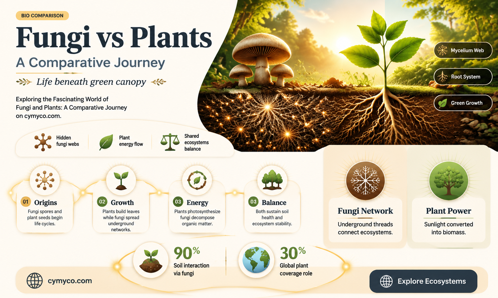 what are the similarities and differences between fungi and plants