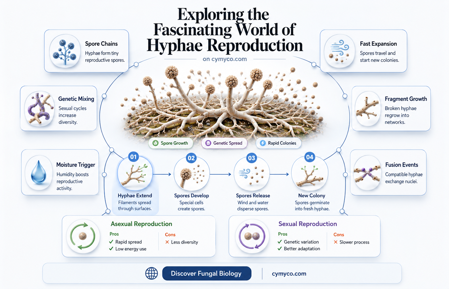 how do hyphae reproduce