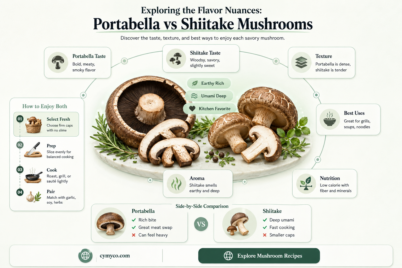 do portabella mushrooms taste different from shiitake