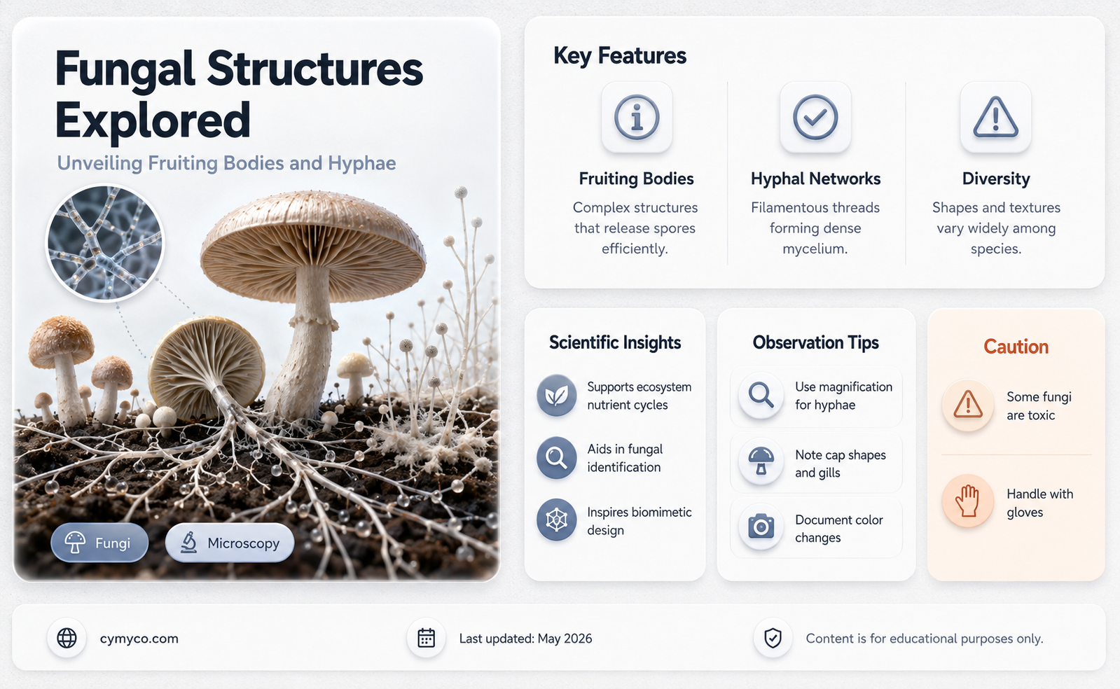 how do the structures of the fruiting body and hyphae