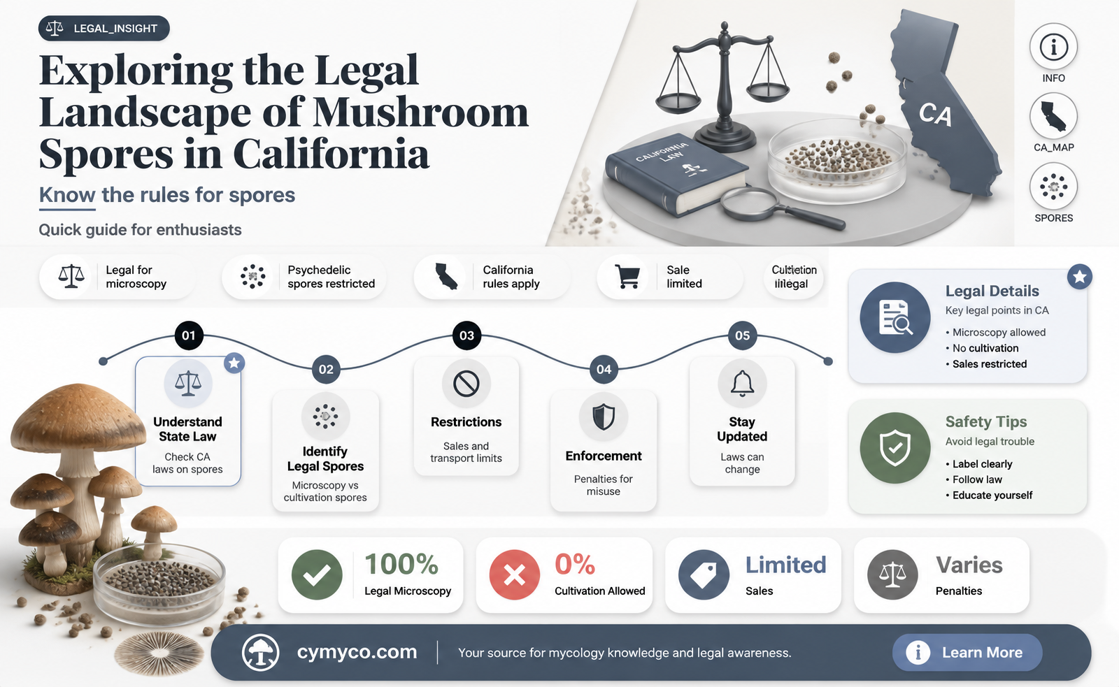are mushroom spores legal in california