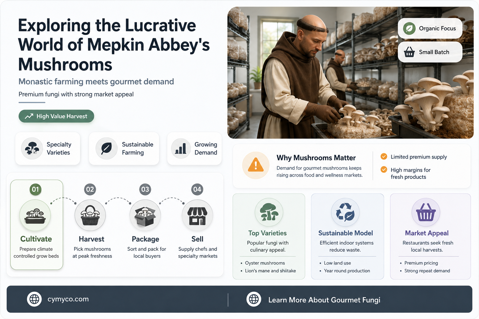 how much money are the mushrooms are at mepkin abbey