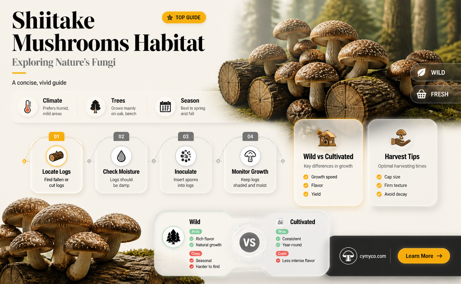 where does shiitake mushrooms grow