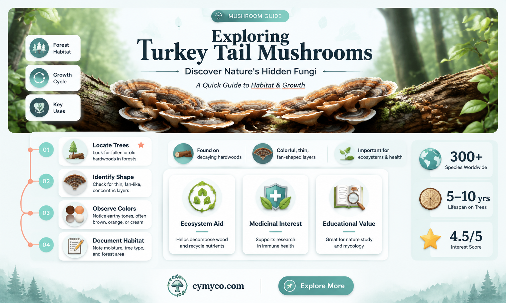 where does turkey tail mushroom grow