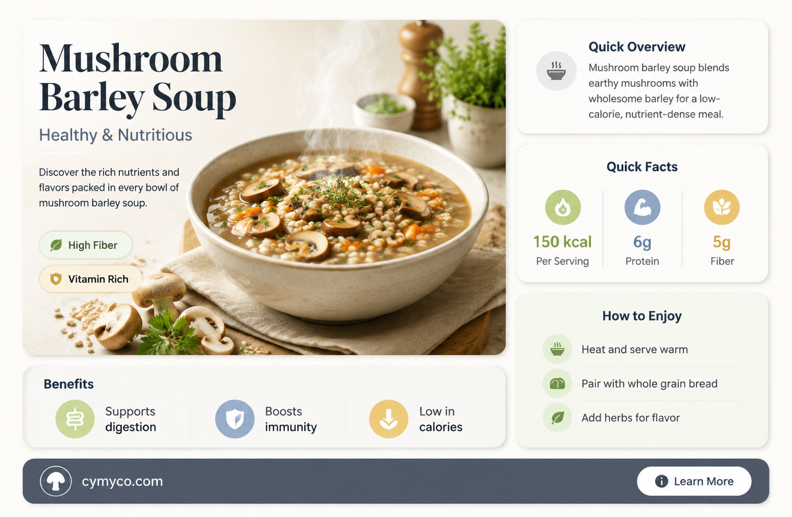 how many calories are in mushroom barley soup