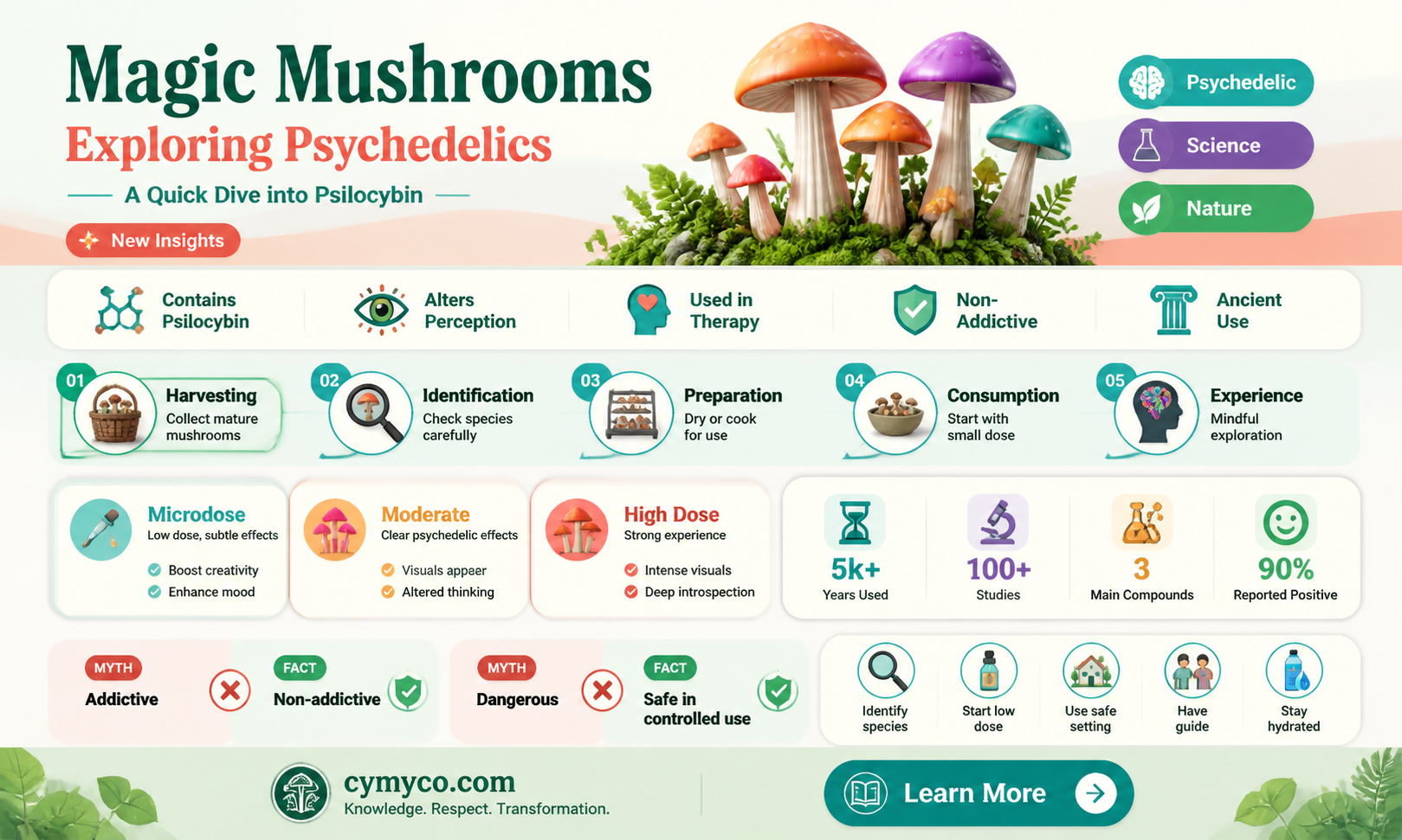 what part of magic mushrooms get you high