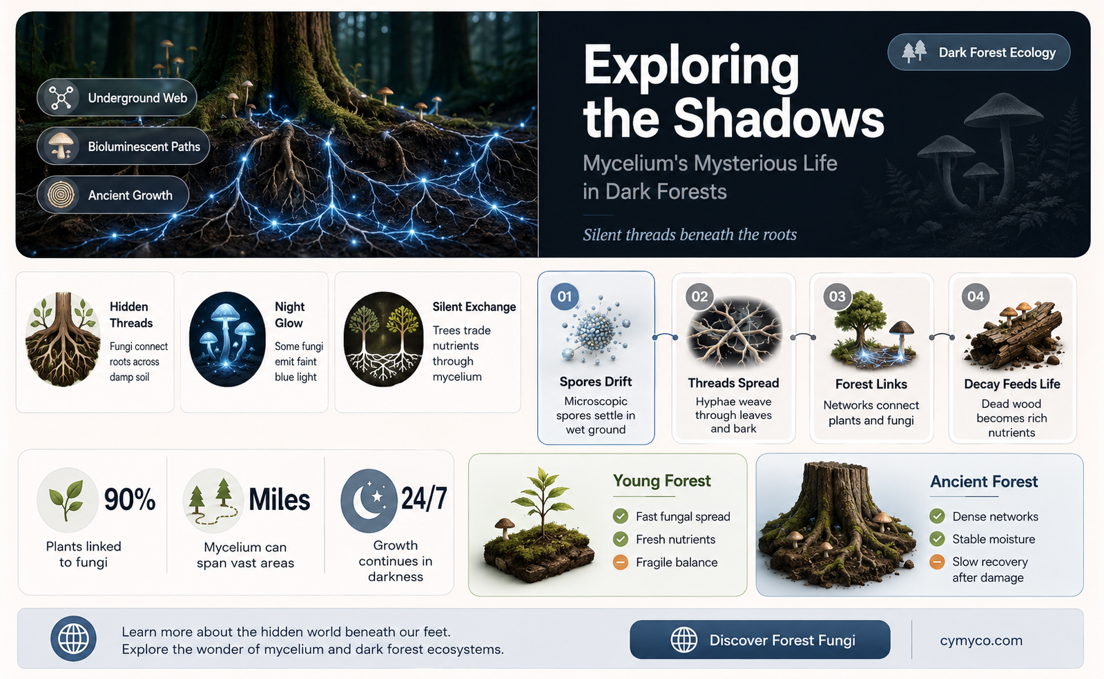 can mycelium spawn in dark forest