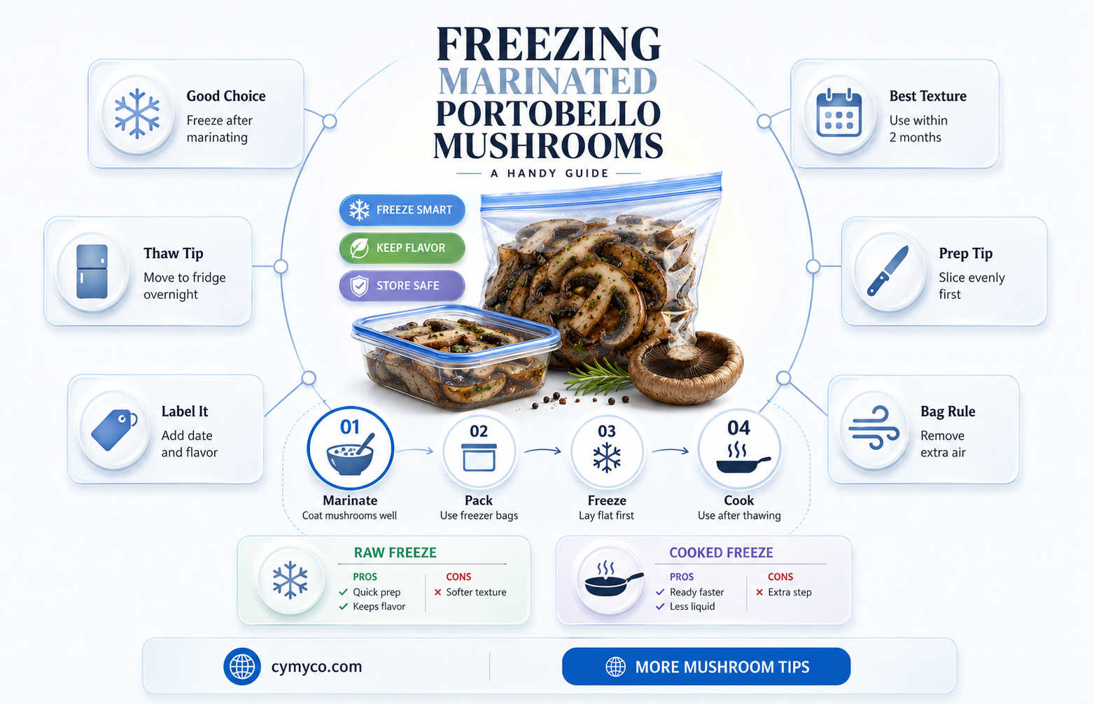 can you freeze marinated portobello mushrooms