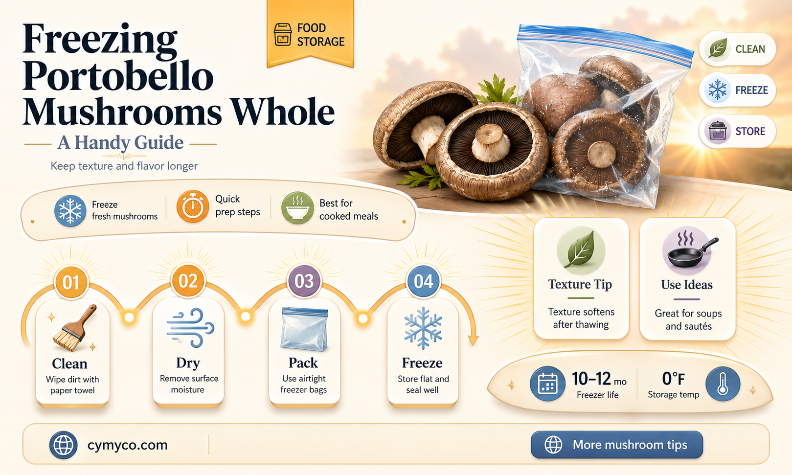 can you freeze portobello mushrooms whole