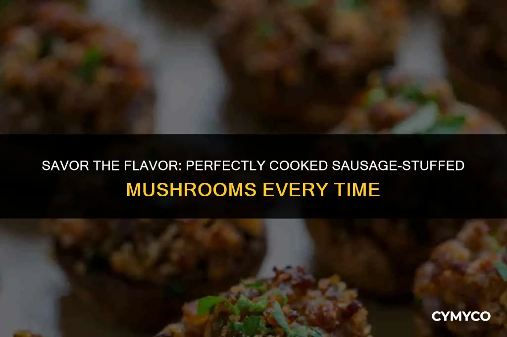 how long to cook raw sausage stuffed mushrooms