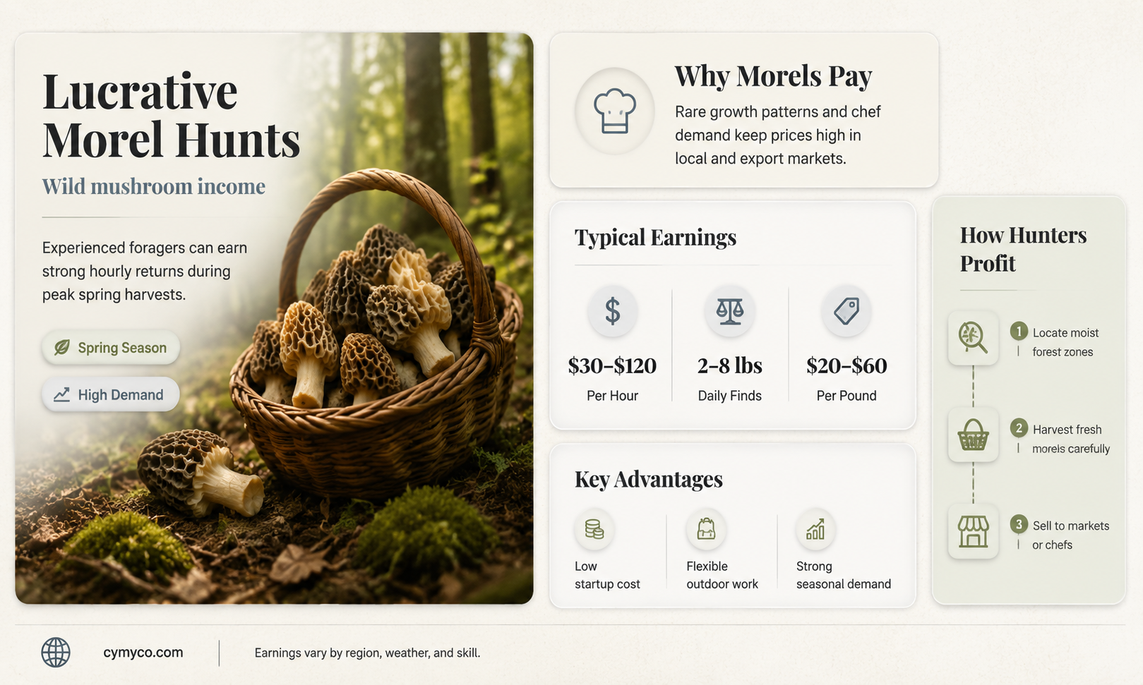 how much money per hour morrel mushrooms