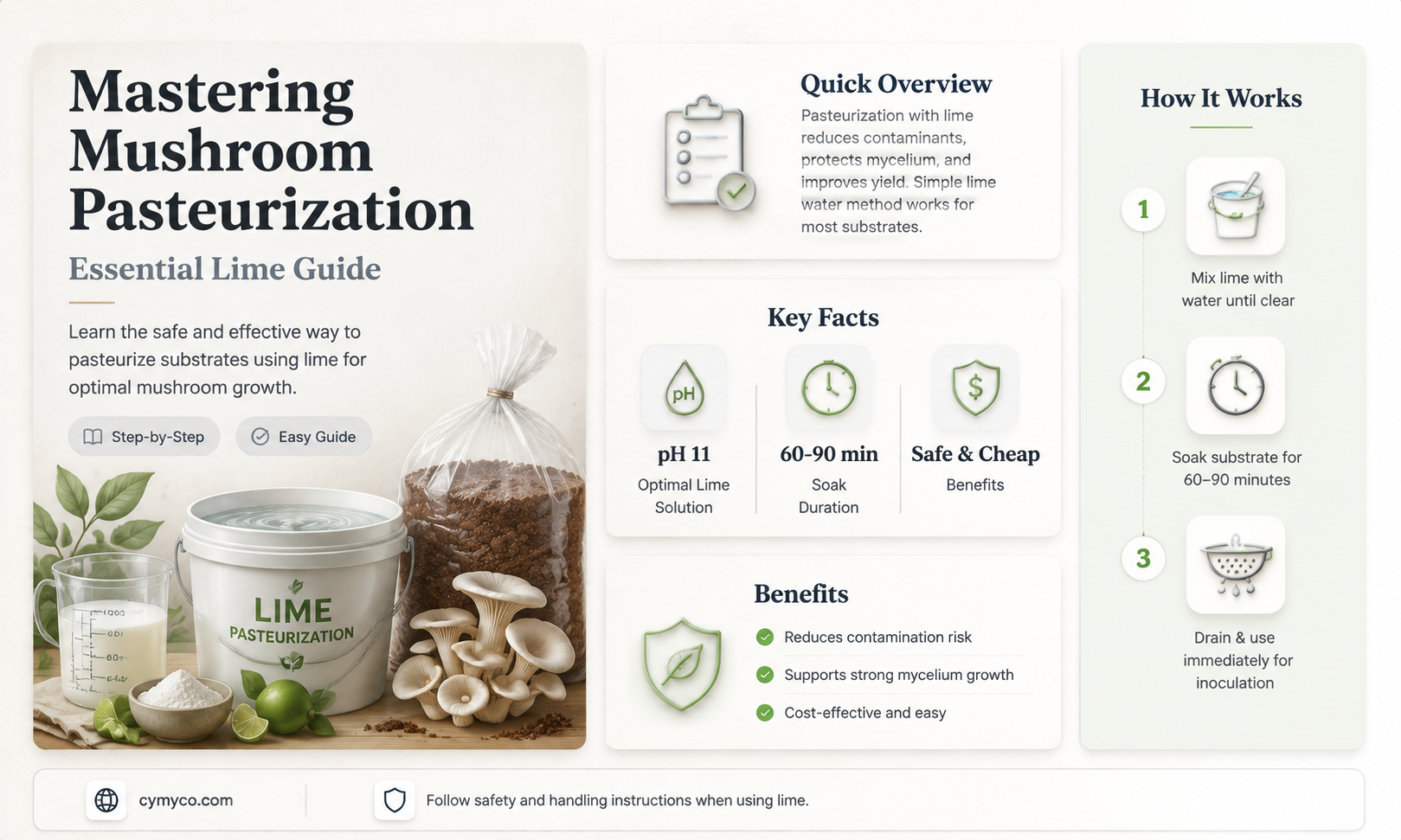 how much lime for mushroom pastuerization