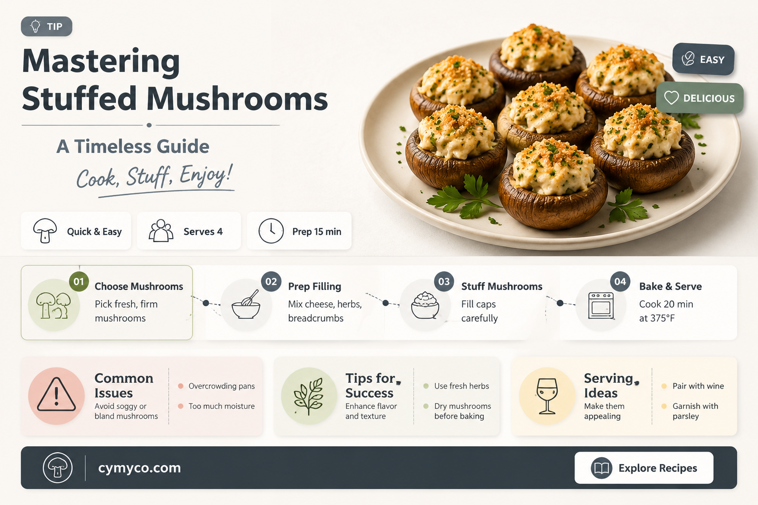 how long to cook sruffed mushrooms