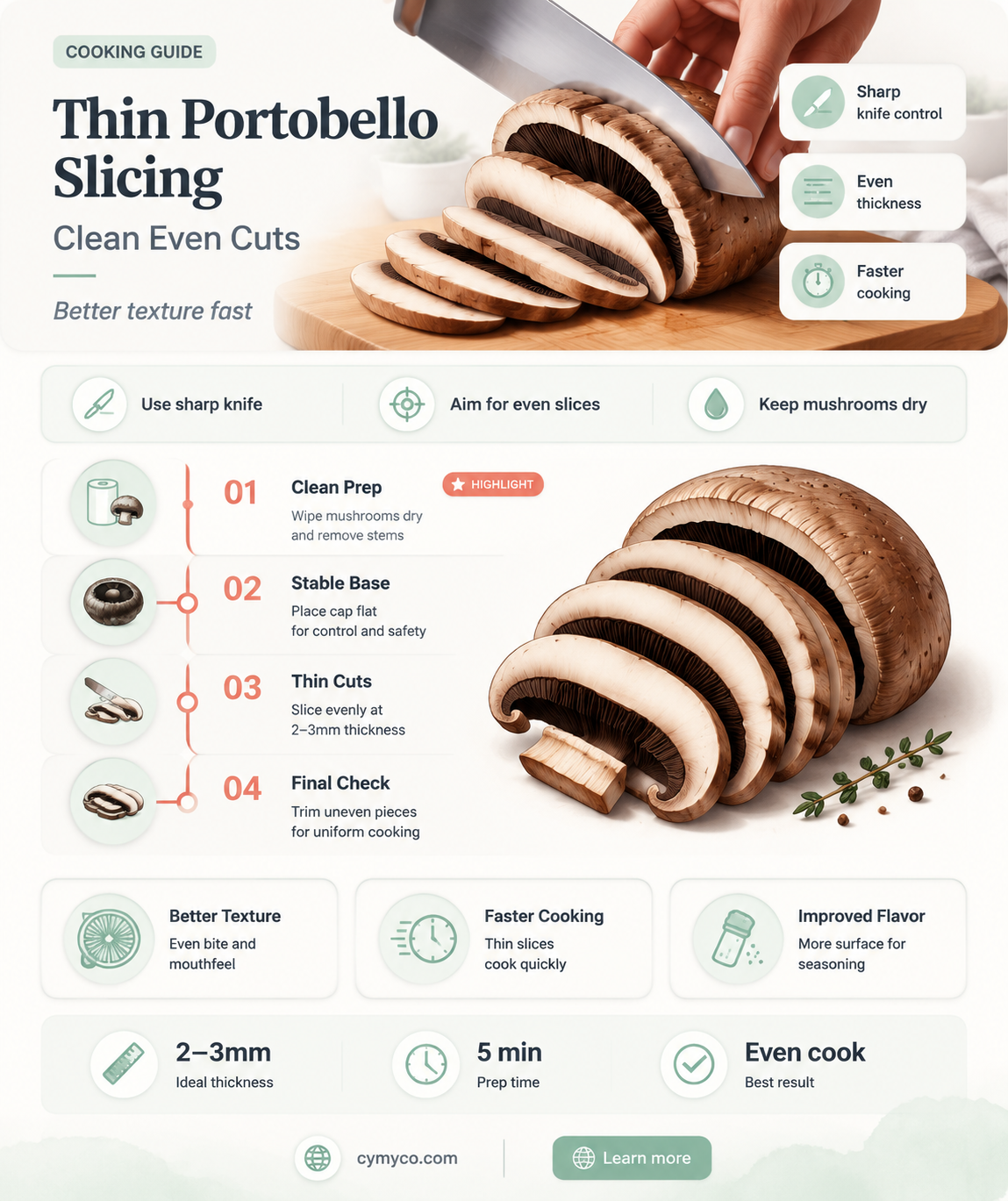 how to thinly slice portobello mushrooms