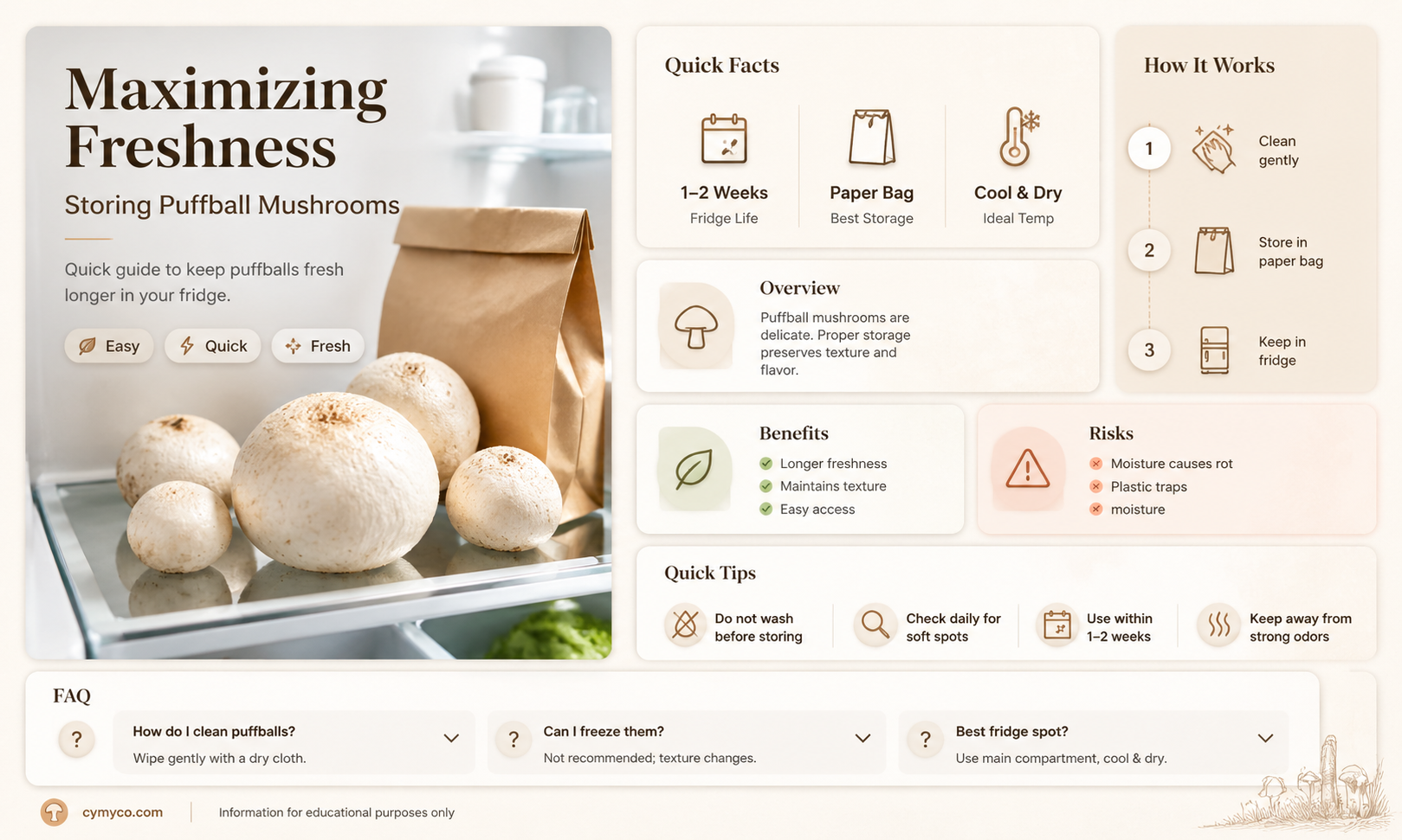 how long do puffball mushrooms last in the fridge