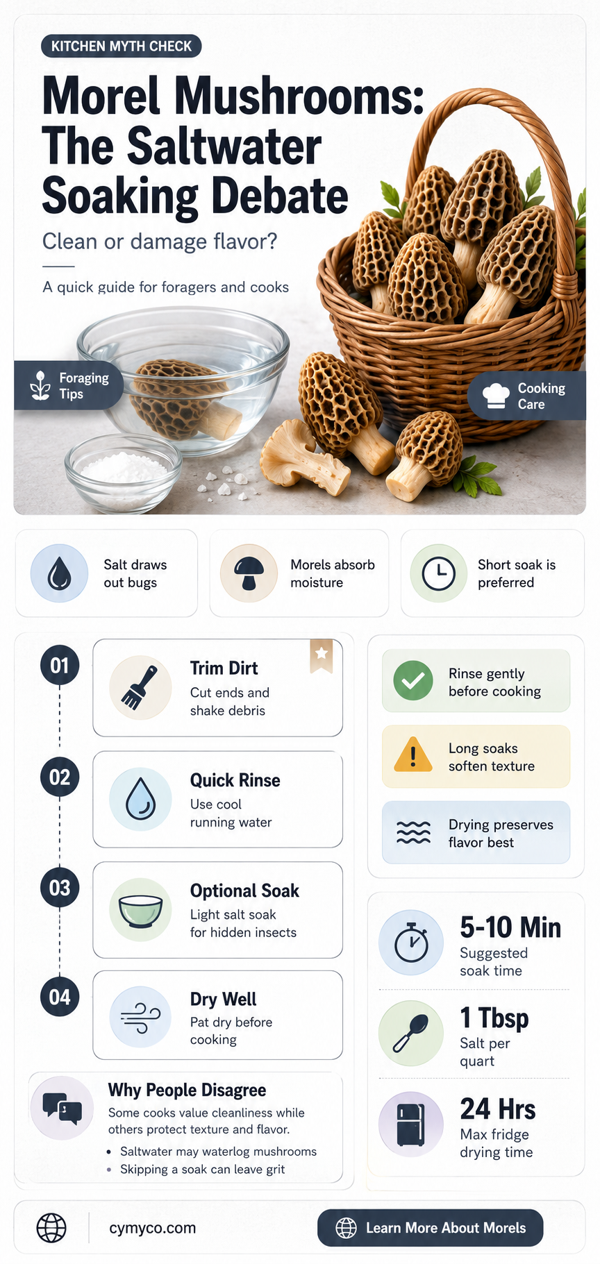 do you soak morels in salt water