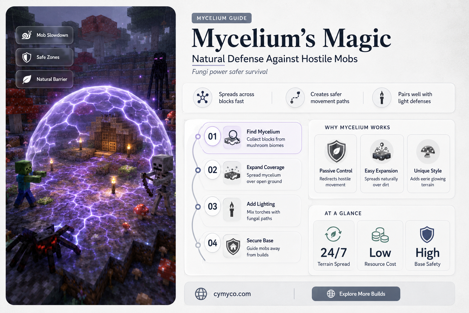 can mycelium stop hostile mobs from spawning