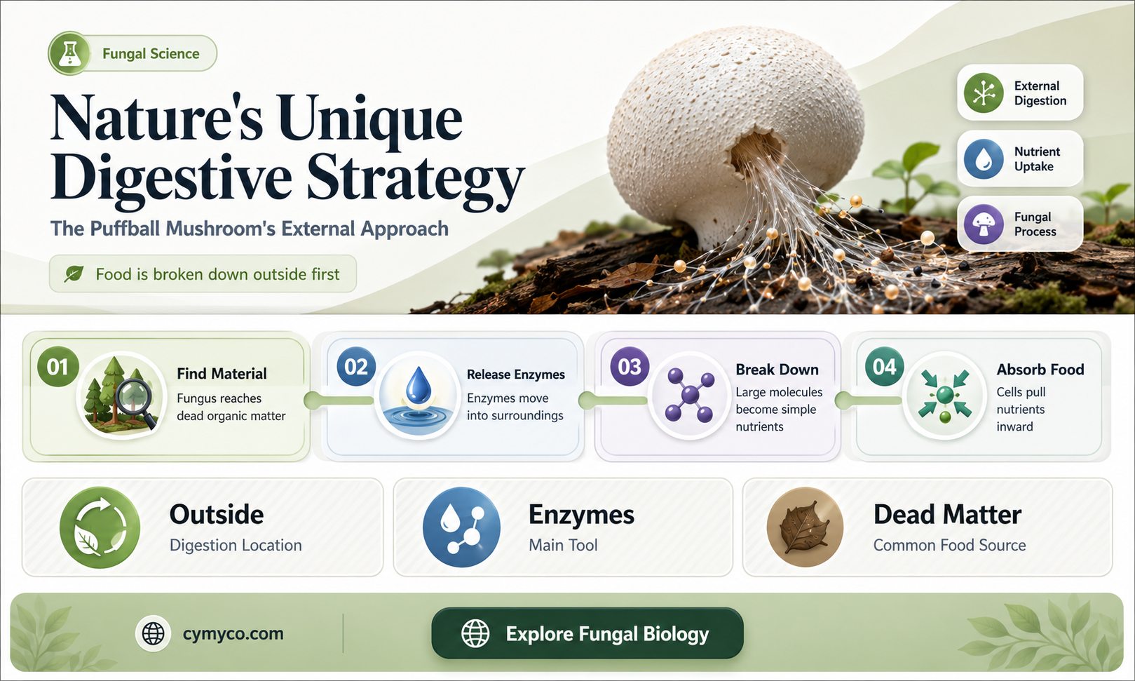 how does a puffball mushroom use external digestion