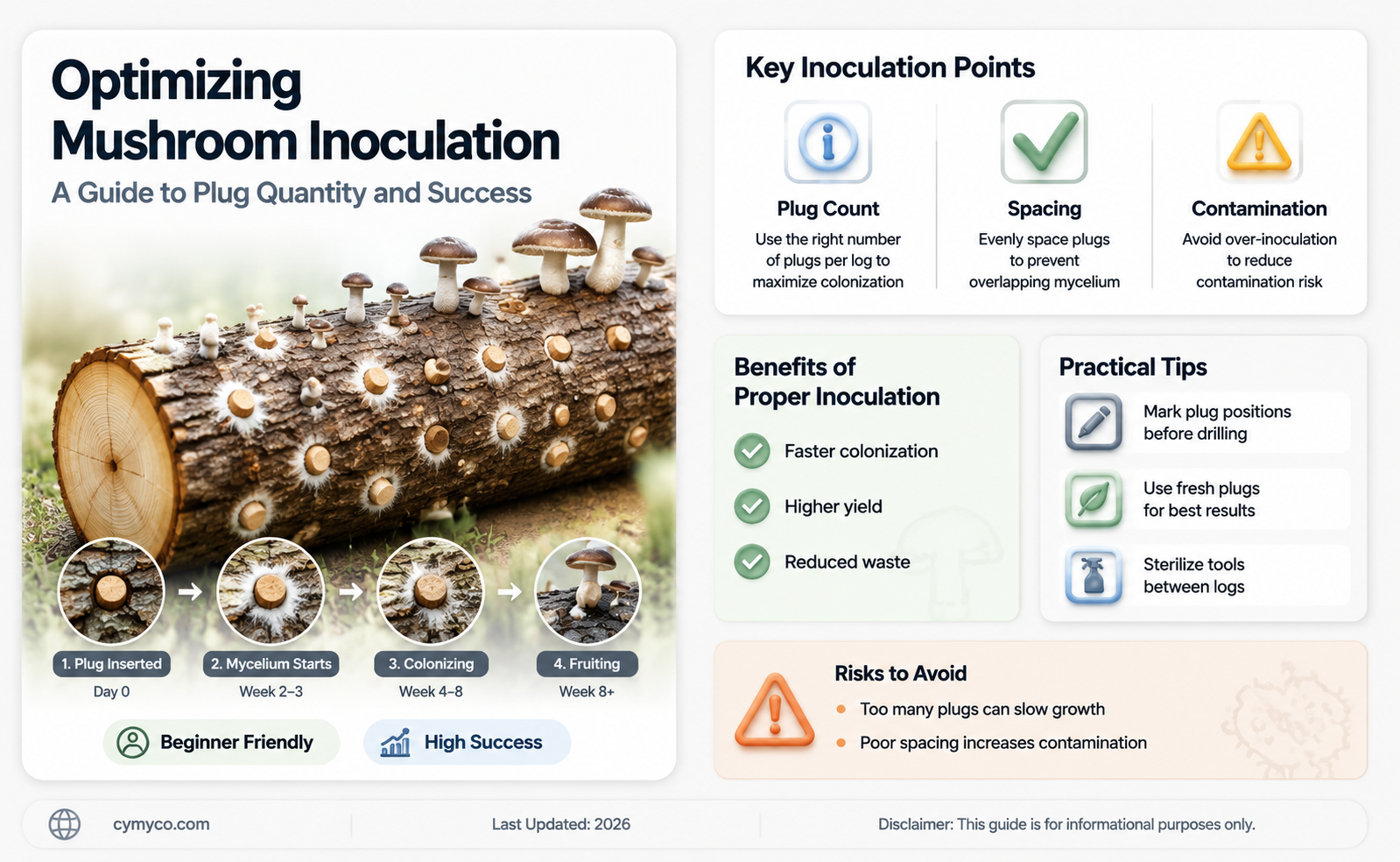 how many plugs to use in mushroom innoculation