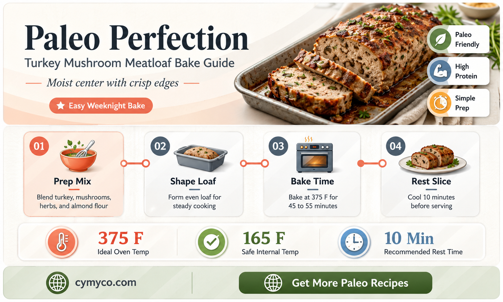 how long to cook turkey mushroom meatloaf paleo