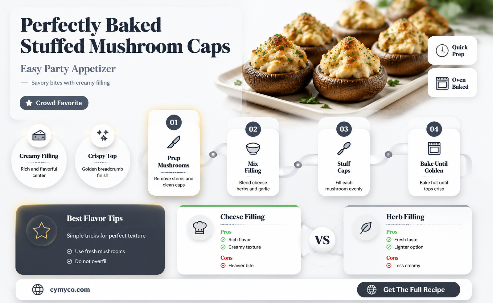 how long to cook stuffed mushroom caps in oven