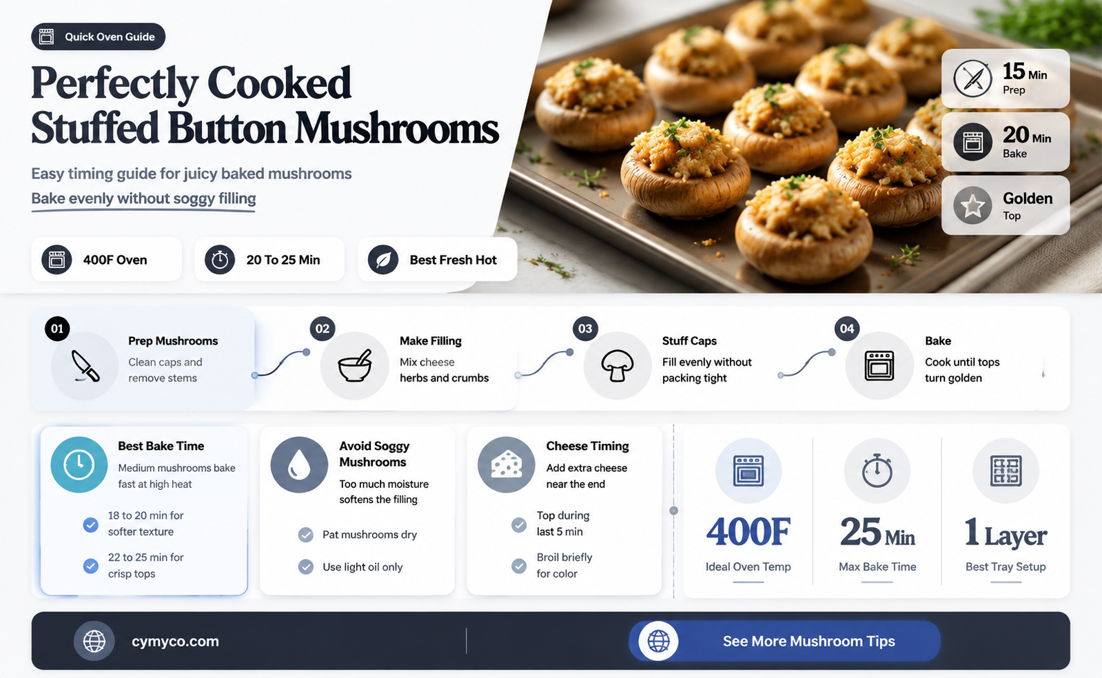 how long to cook stuffed button mushrooms