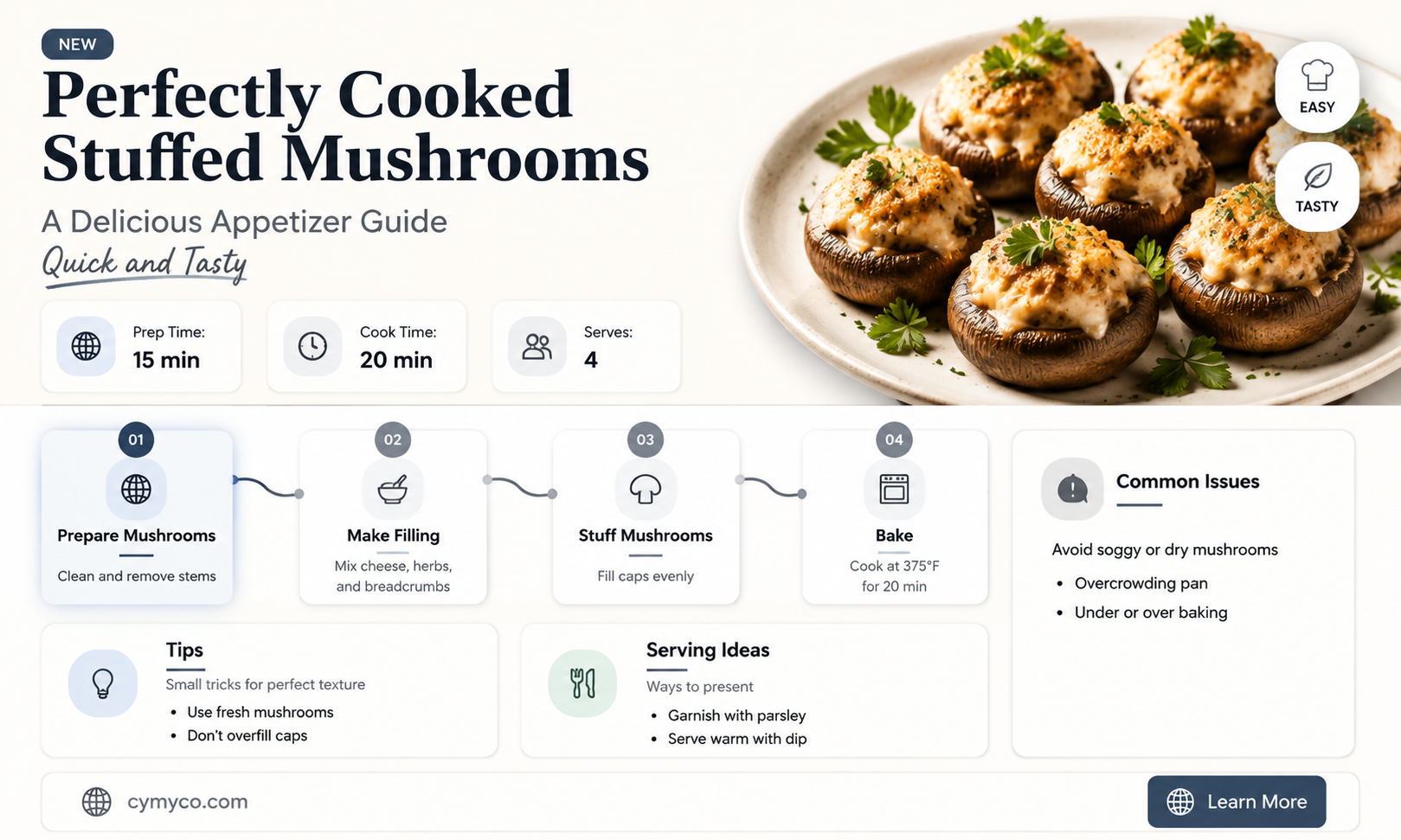 how long to cook stuffed mushroom appetizers