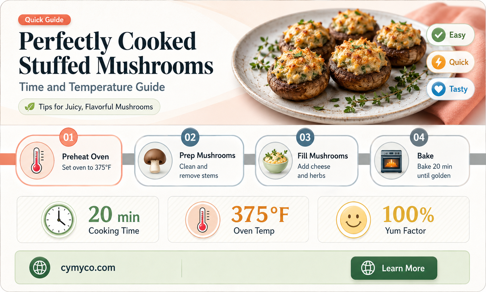 how long to cook stuffed mushrooms what temp