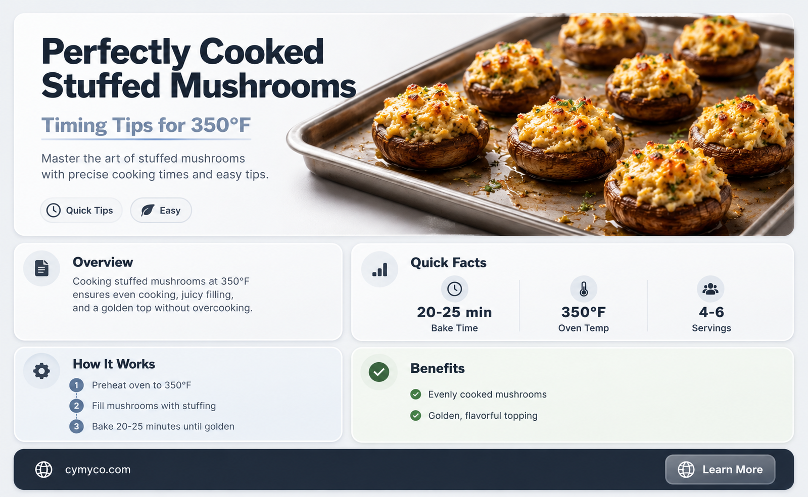 how long to cook stuffed mushrooms at 350 without
