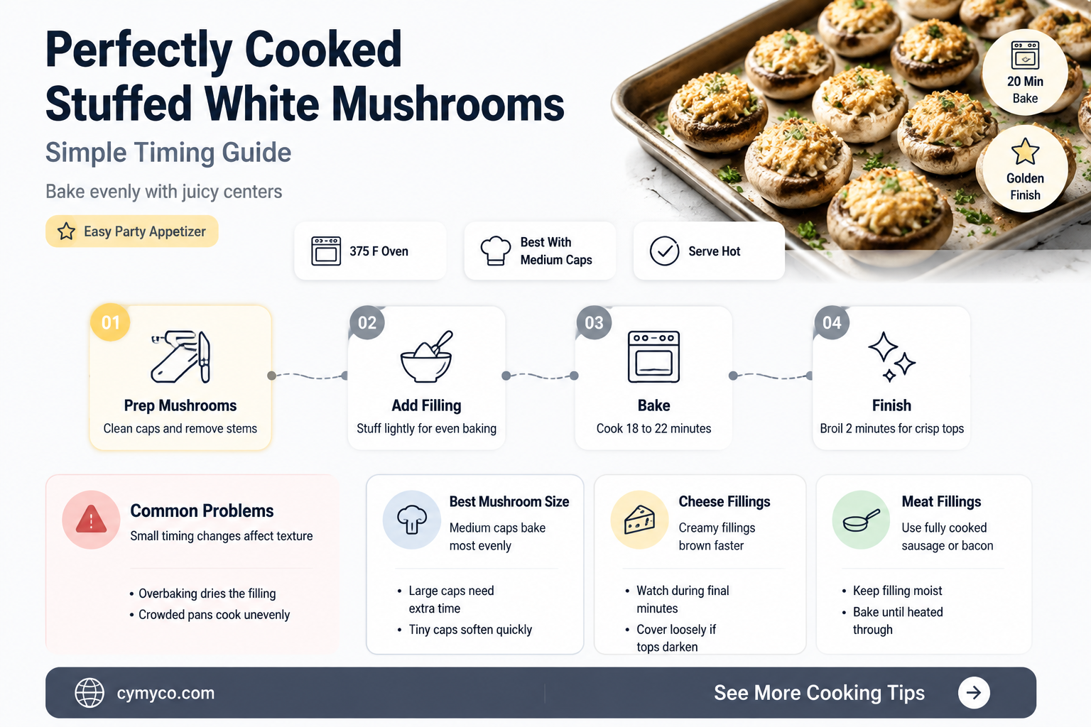 how long to cook stuffed white mushrooms